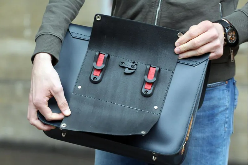 Hill and Ellis 10L Leather Pannier Bag in Oxblood Red-6