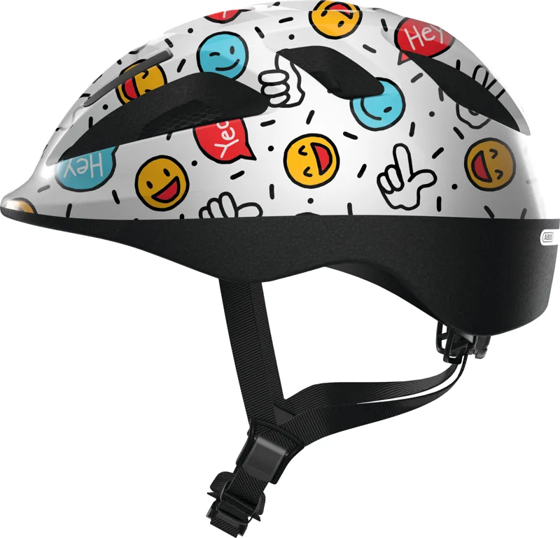 Abus Smooty 2.0 Kids Helmet in White Smiley