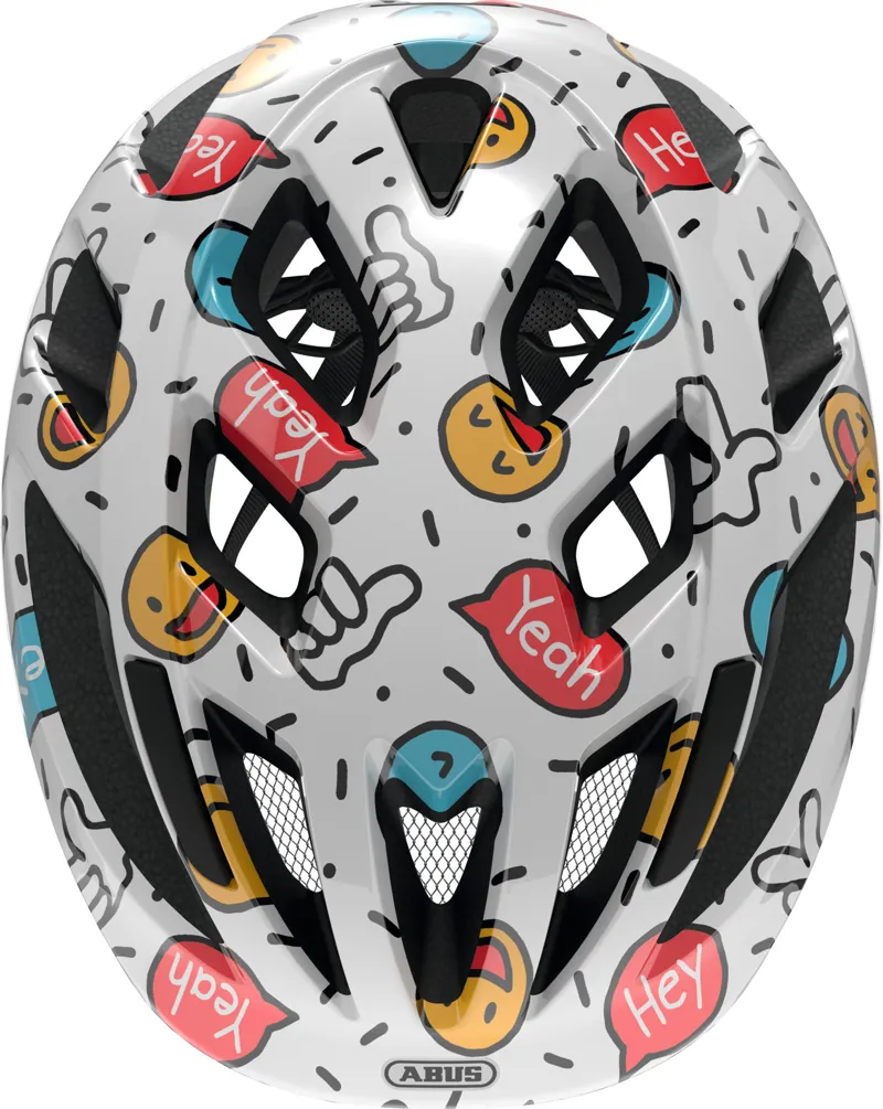 Abus Smooty 2.0 Kids Helmet in White Smiley-3