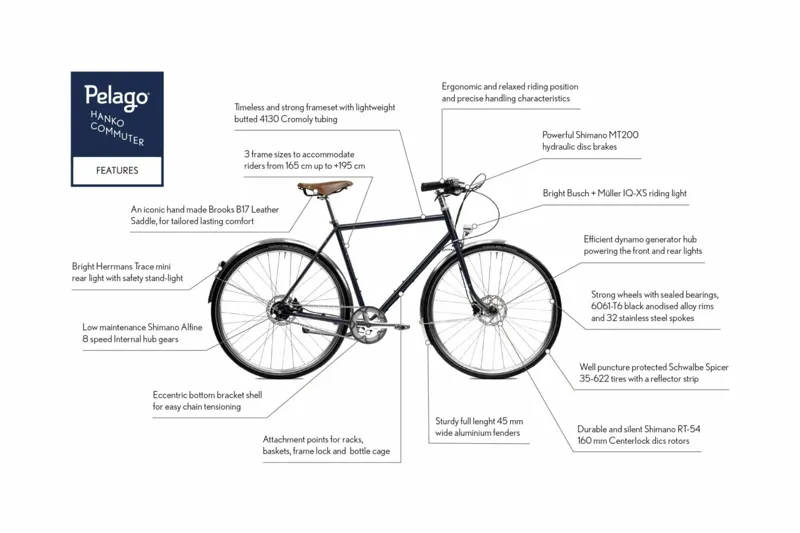 Pelago Hanko Commuter Everyday City Bike in Charcoal-1