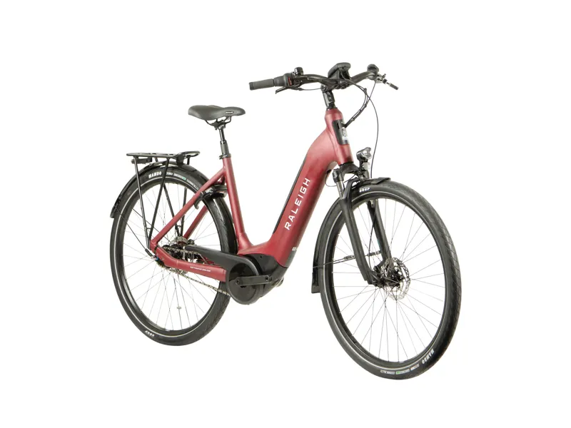New Raleigh Motus Tour Hub Lowstep Electric Bike in Red-1