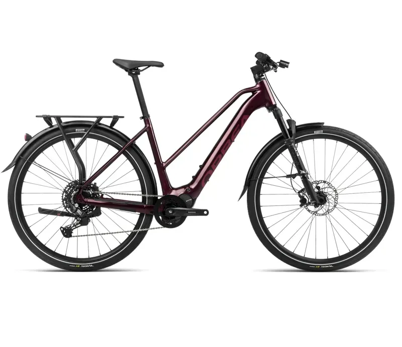 2024 Orbea Kemen Mid 30 Urban Trekking E-Bike in Metallic Burgundy Red 