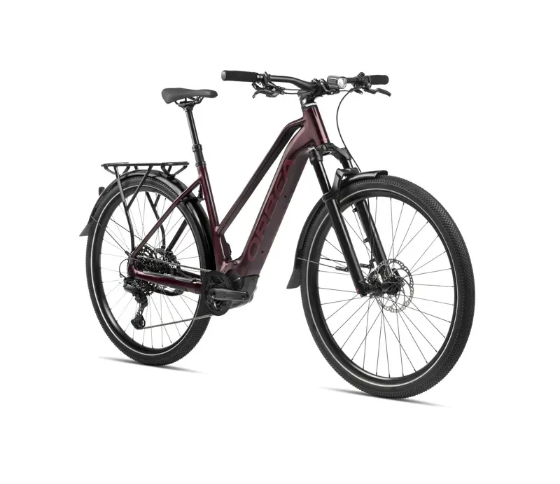 2024 Orbea Kemen Mid 40 Urban Trekking E-Bike in Metallic Burgundy Red-1