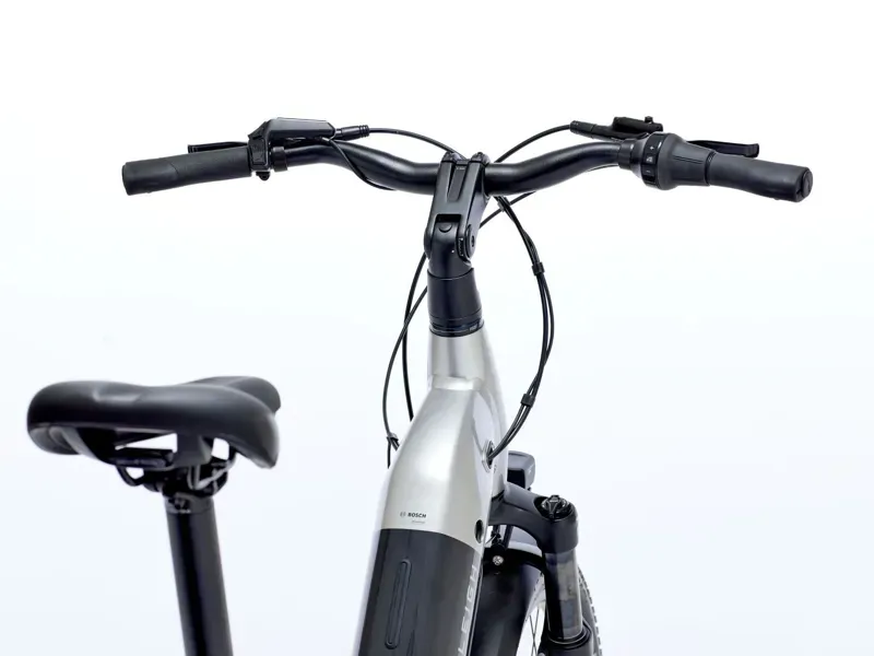 2026 Raleigh Novus Electric Bike Low Step With Derailleur Gears In Platinum Chrome Gloss-2