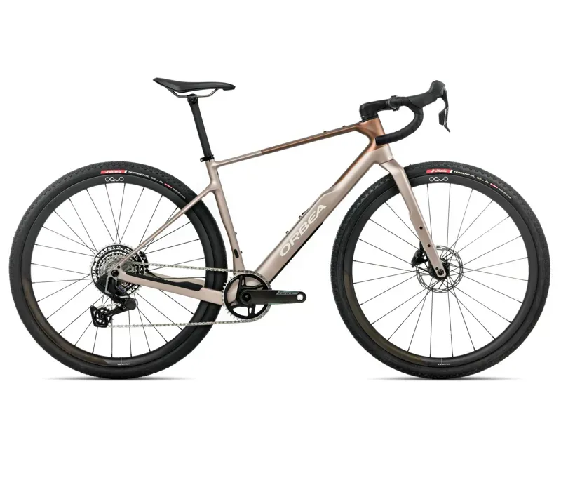 NEW - 2026 Orbea Terra M21eTEAM 1X Road Bike in Nickel - Cinnamon Matt
